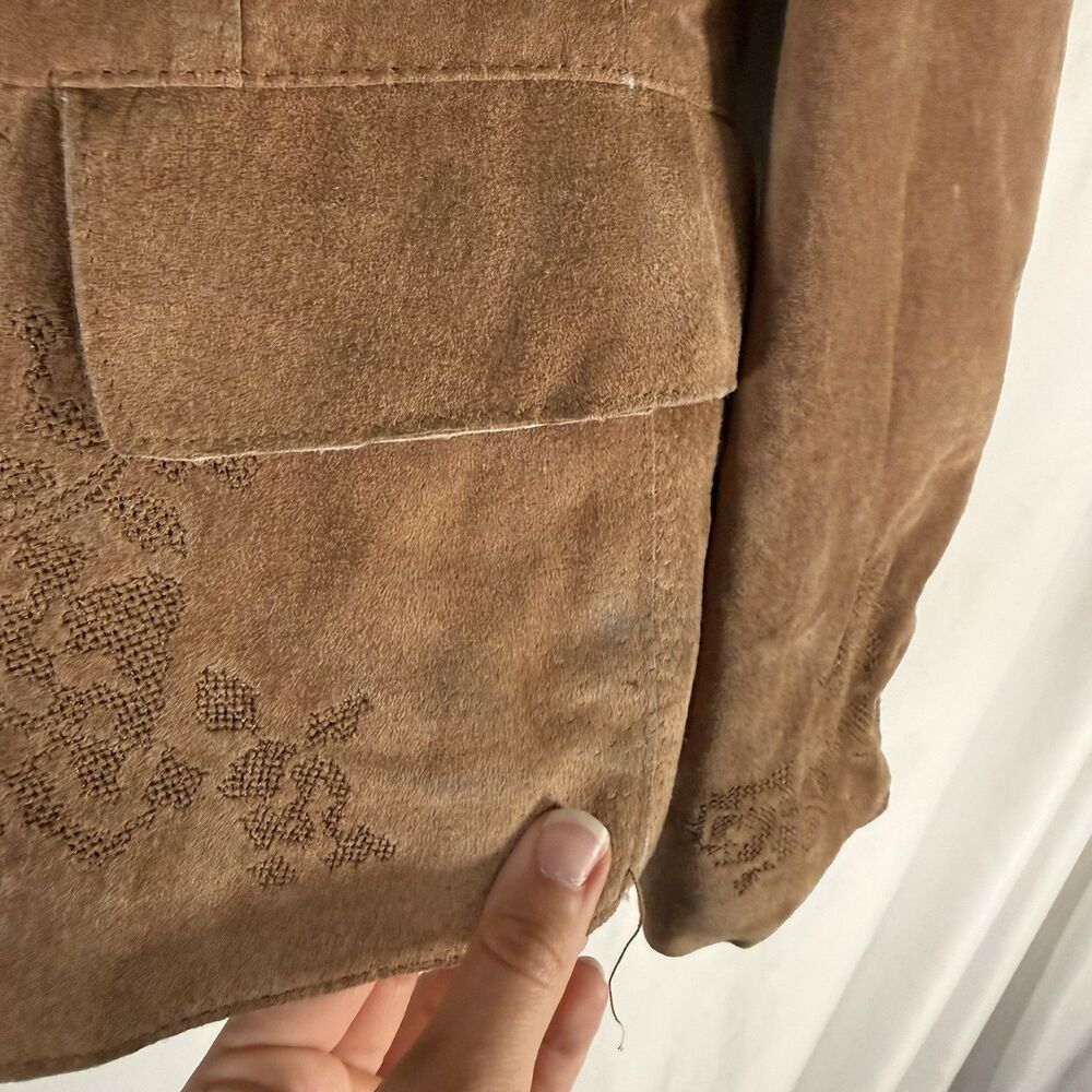 Coldwater Creek Leather Jacket Women's Medium Brown 3 Button Front Pockets - Picture 6 of 11